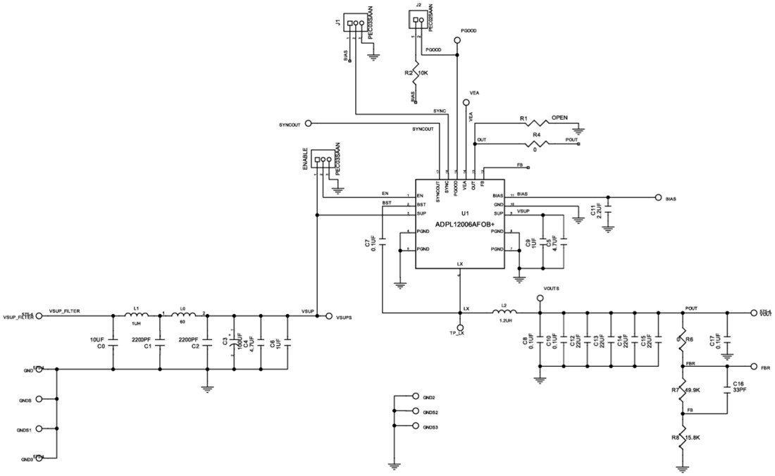 Schematic - Analog Devices / Maxim Integrated ADPL12006EVKIT Development Tool